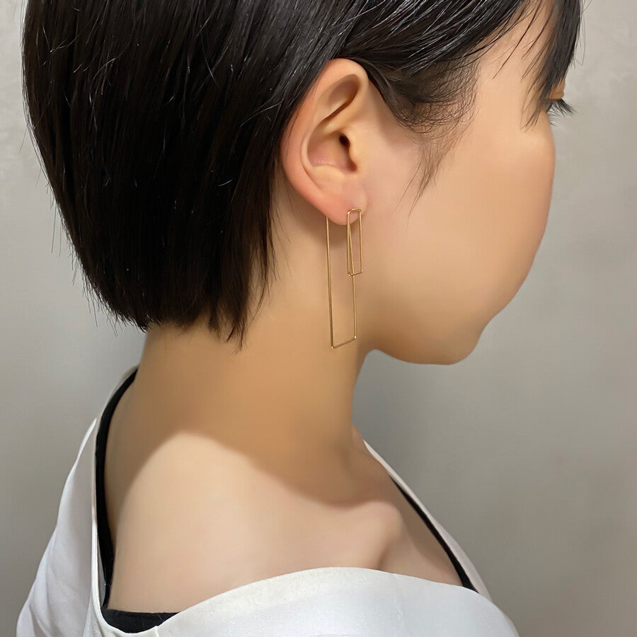 DOUBLE RECTANGLE EARRINGS GOLD