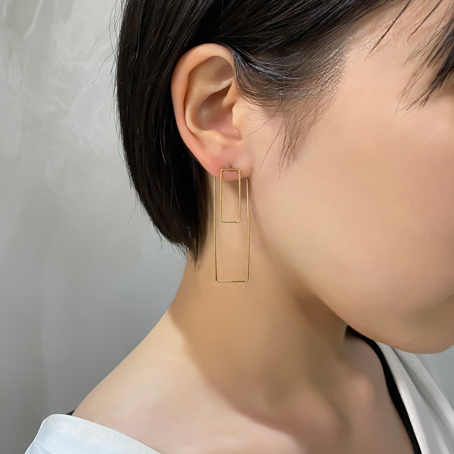 DOUBLE RECTANGLE EARRINGS GOLD