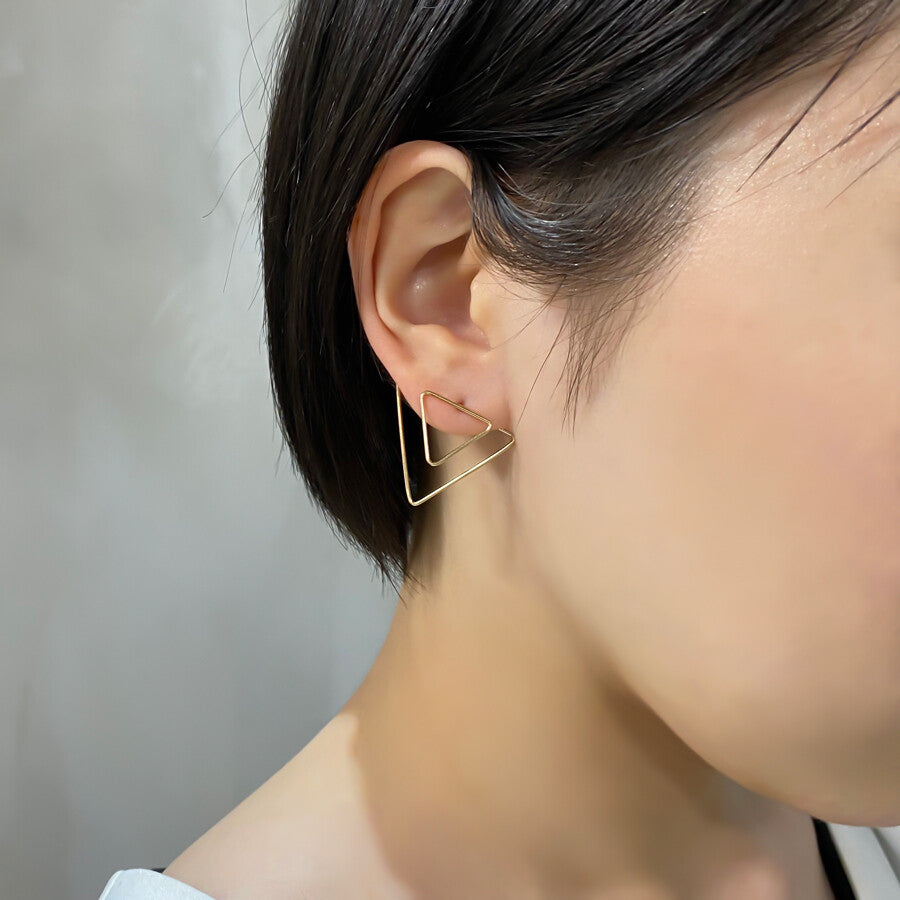 DOUBLE TRIANGLE EARRINGS GOLD