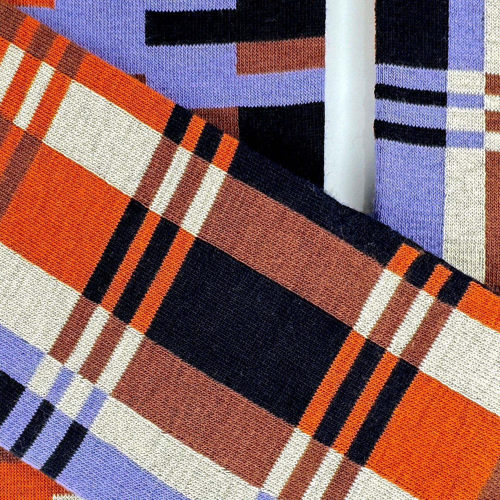 2ND PALETTE CREW COTTON SOCKS ORANGE GEOMETRIC