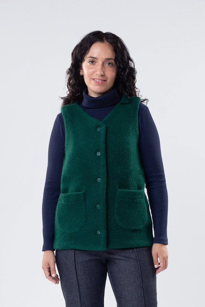 VARIANCE VEST GREEN SHERPA WOOL