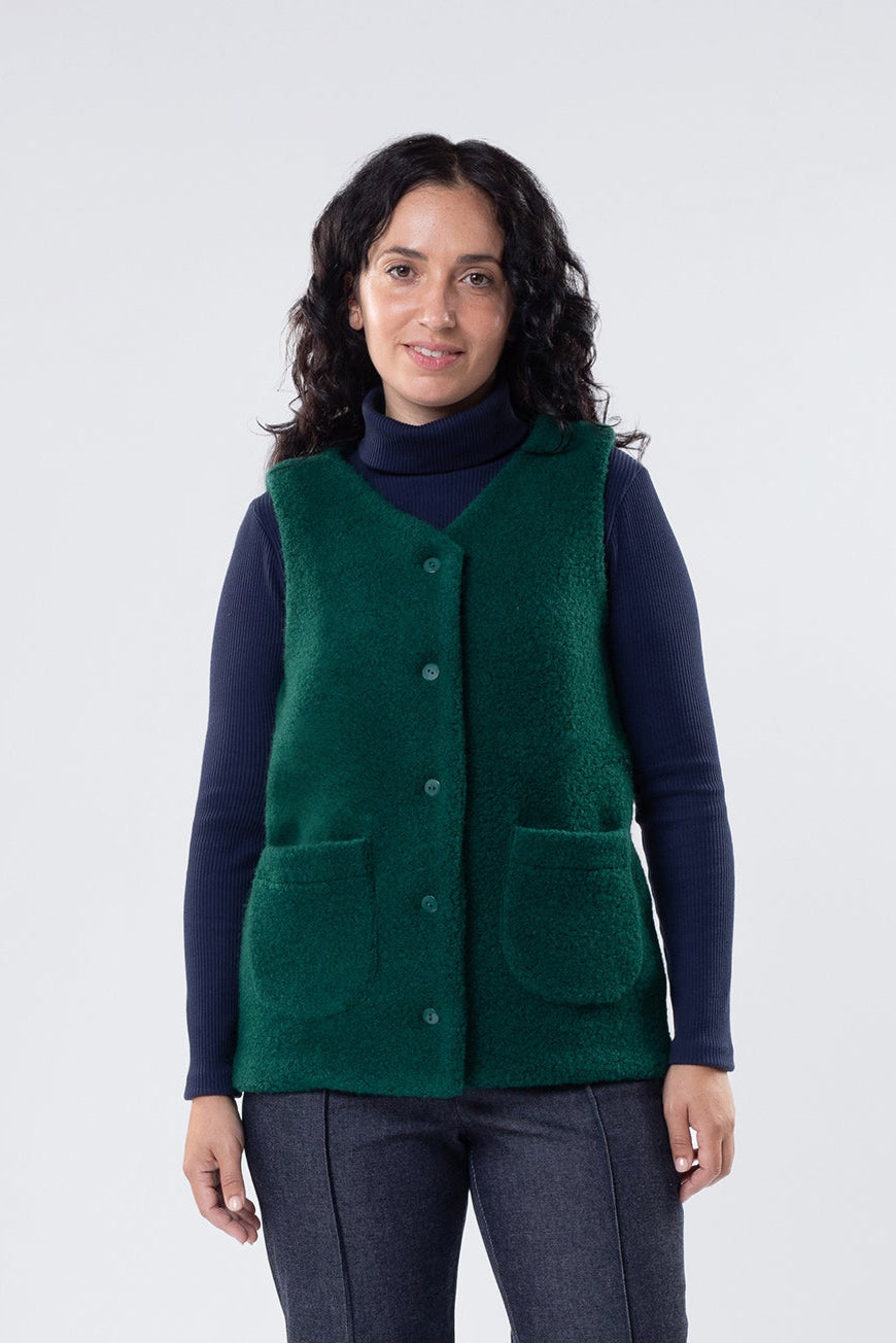 VARIANCE VEST GREEN SHERPA WOOL