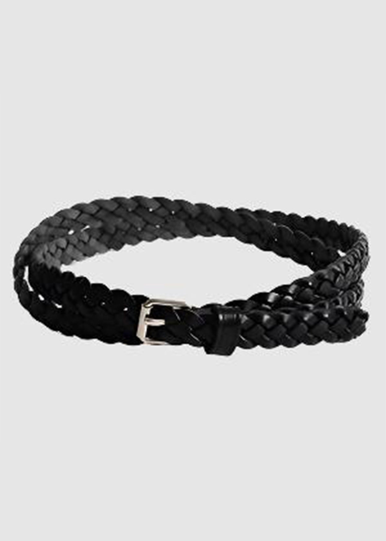 BRAIDED LEATHER BELT BLACK
