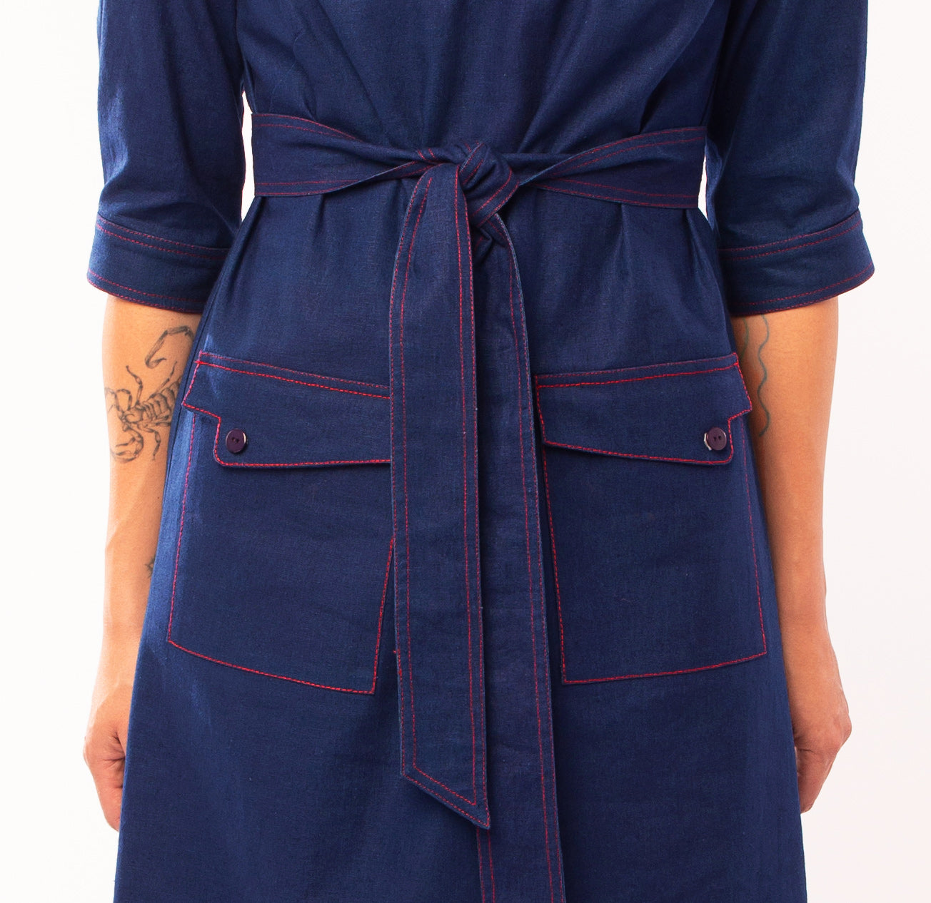 RICOCHET DRESS RED STITCHING