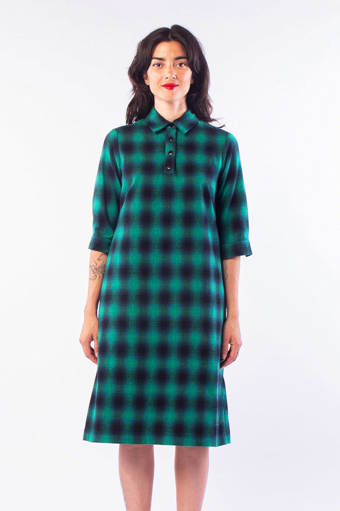 RICOCHET DRESS GREEN CHECK