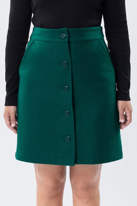 MAGNETIC MINI SKIRT GREEN WOOL