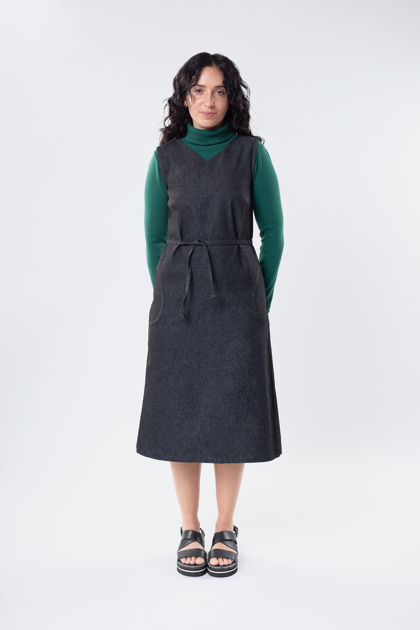 REDEEM PINAFORE BLACK DENIM