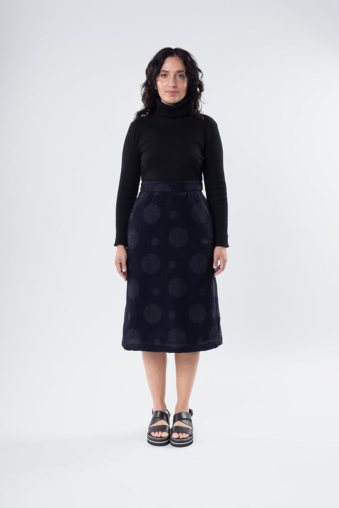 CINDER SKIRT DARK NAVY & GREY SPOT