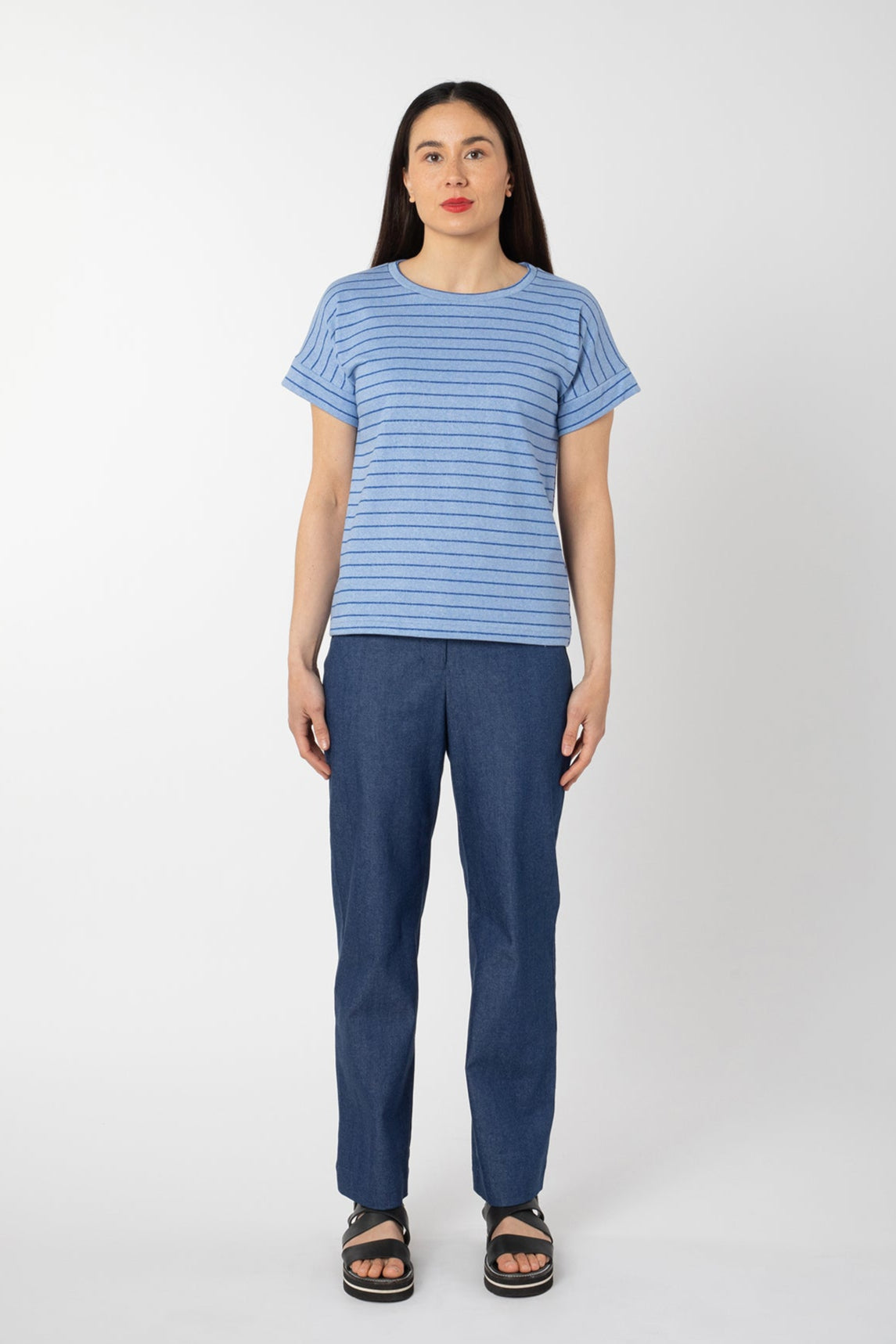 RIPPLE TOP BLUE STRIPE TERRY TOWELLING