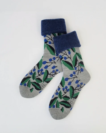 MAISON BLANCHE WOOL SOCKS BLUE / GREY