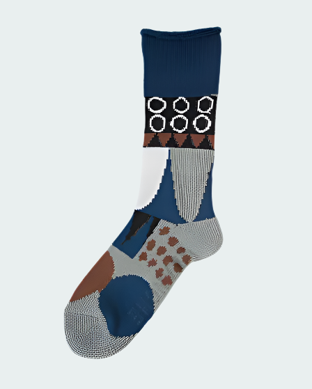 MAISON BLANCHE WOOL SOCKS BLUE GEOMETRIC