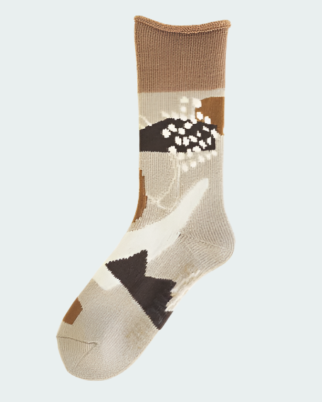 MAISON BLANCHE WOOL SOCKS BEIGE GEOMETRIC