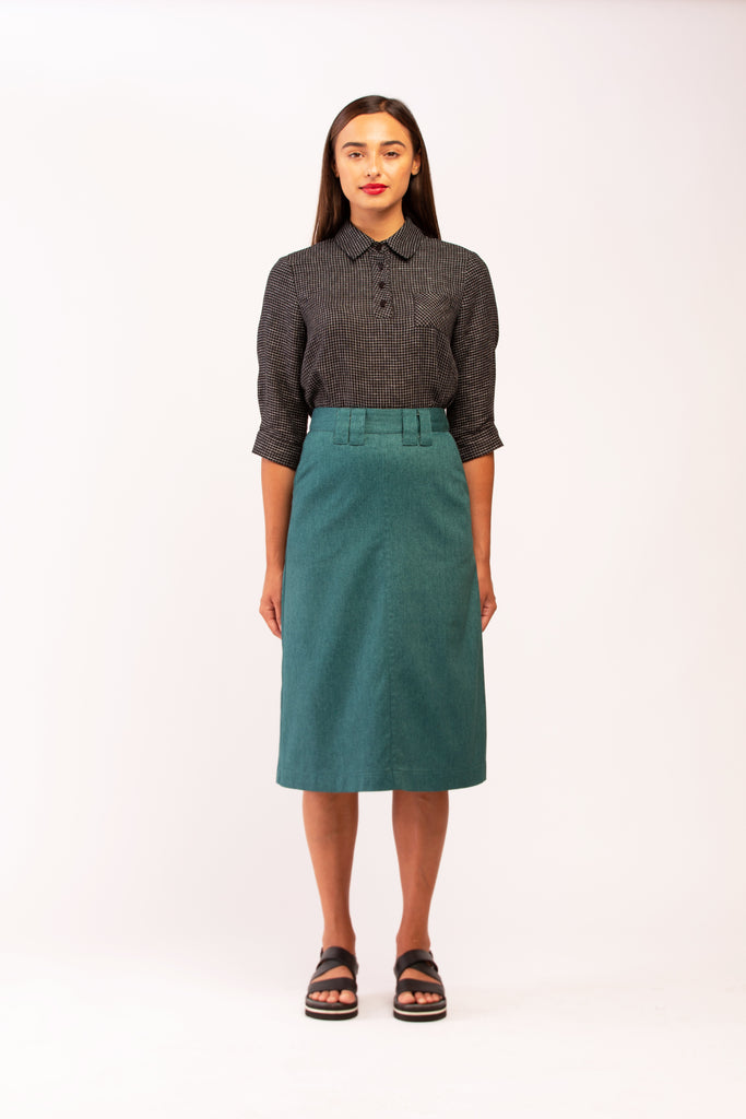 SANCTUARY SKIRT GREEN DENIM