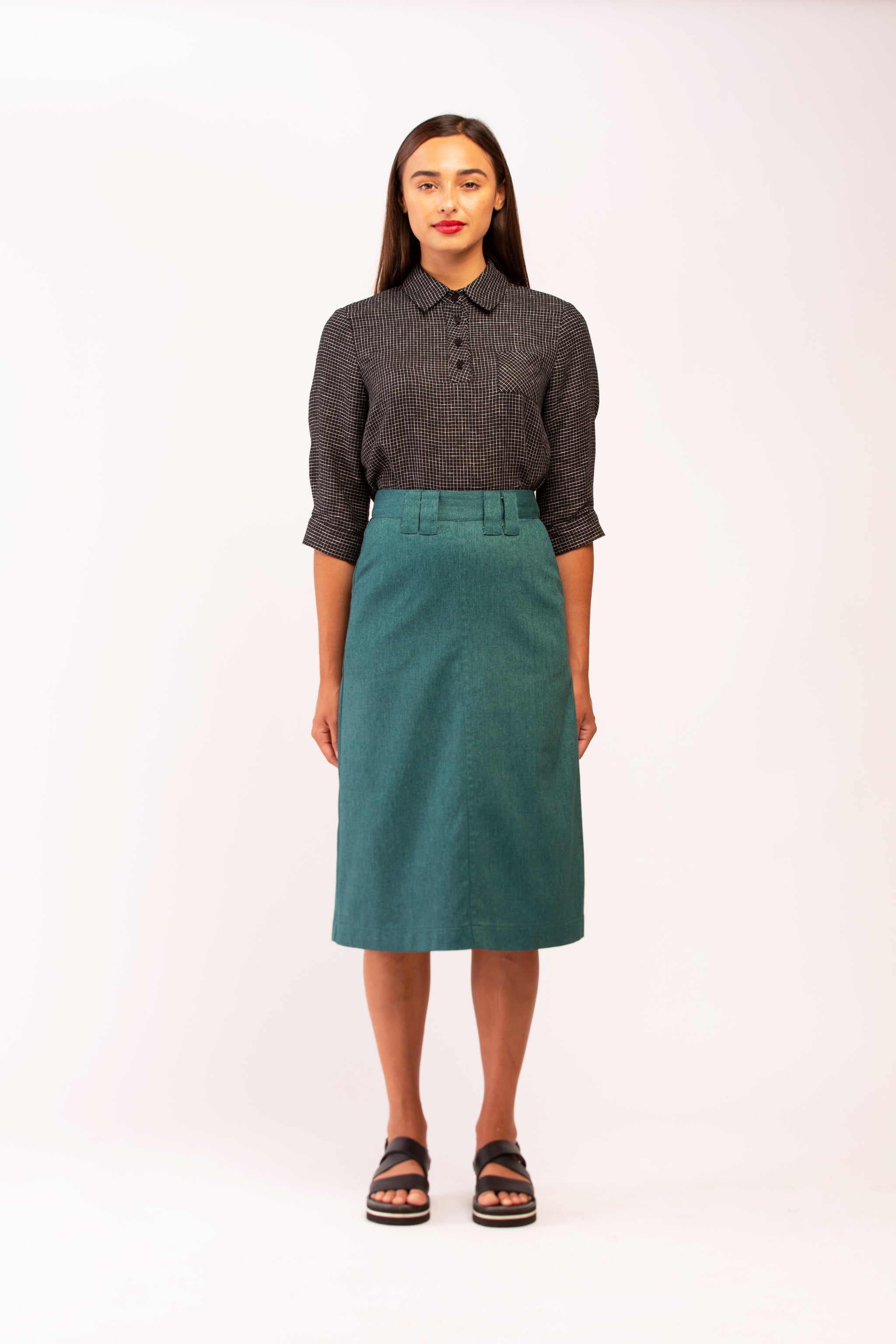 SANCTUARY SKIRT GREEN DENIM